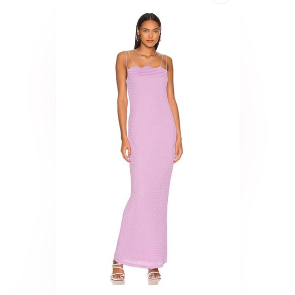 Camila Coelho Angie Maxi Dress XS Lilac Lavender Textured Knit NWT Revolve - Picture 1 of 4